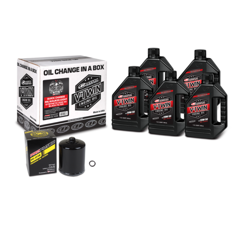 Maxima V-Twin Quick Change Kit Synthetic w/ Black Filter Milwaukee-Eight