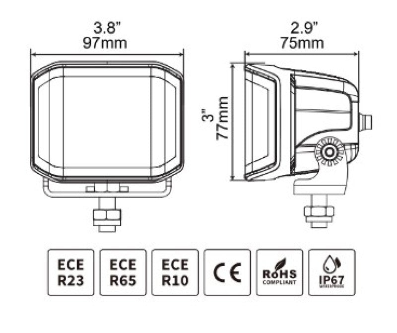 Go Rhino Xplor Blackout Series Cube LED Sideline Spot Light Kit (Surface Mount) 4x3 - Blk (Pair)