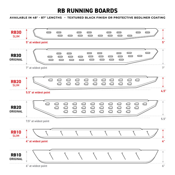 Go Rhino RB10 Slim Running Boards - Universal 73in. - Tex. Blk