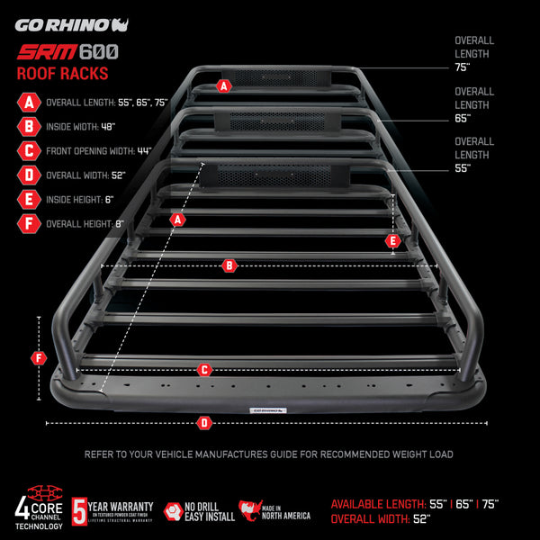 Go Rhino SRM600 Series Tubular Rack - 75in